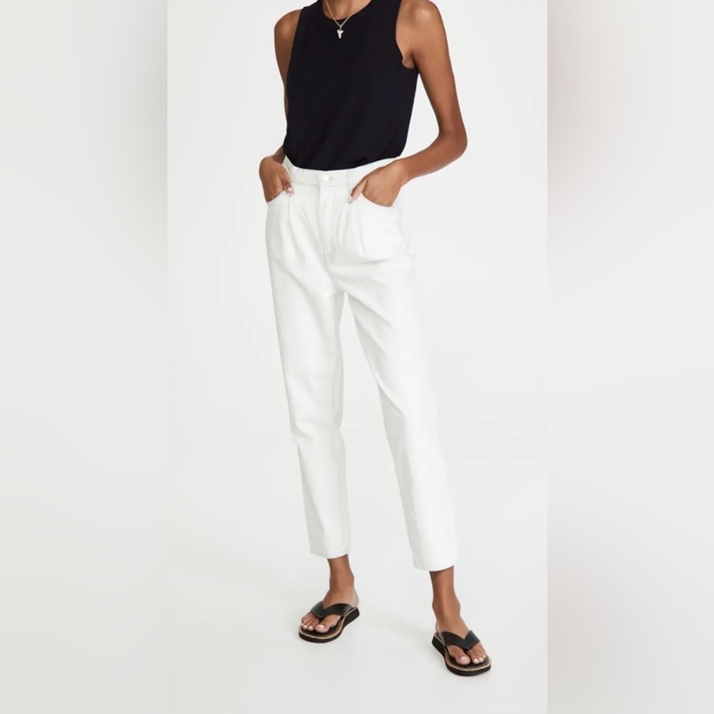 JBrand Womens Pleat Front Peg Vanish Bleached Wash Denimâ Jean Barrel Leg Cotton